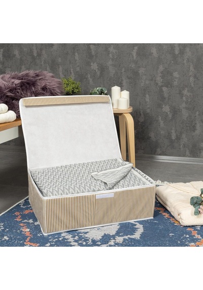 Çok Amaçlı Düzenleyici Kapaklı Sandık Tipi Kutu Hurç Organizer 50 X 40 X 19 Kahverengi