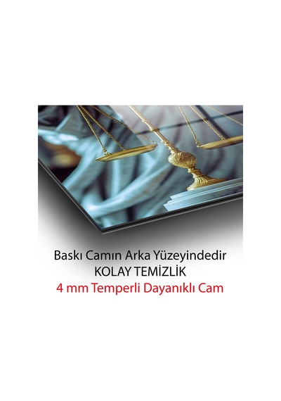 Adalet Terazisi Modern Dekoratif Temperli Şık Ofis Ev Cam Tablo Modern Dekorasyon Temalı Dekoratif Duvar Tablosu, Salon, Ev Ve Ofis Dekoru,