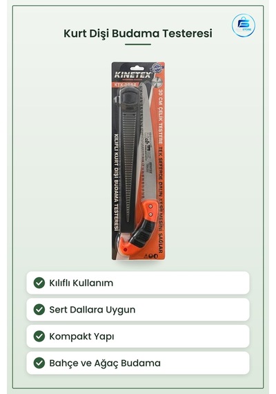 Kılıflı Kurt Dişi Budama Testeresi Bahçe Ağaç Dalı Kesme Sert Dal