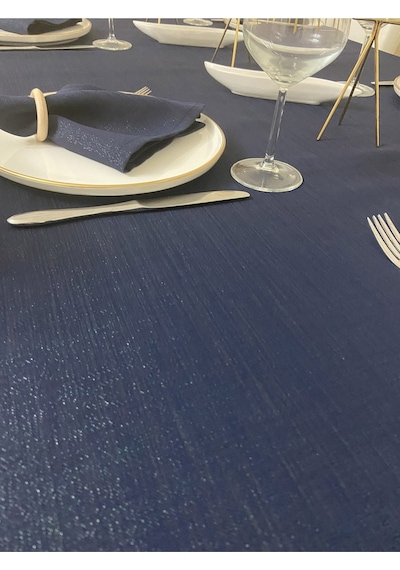 Simli Dertsiz Salon Masa Örtüsü Lacivert