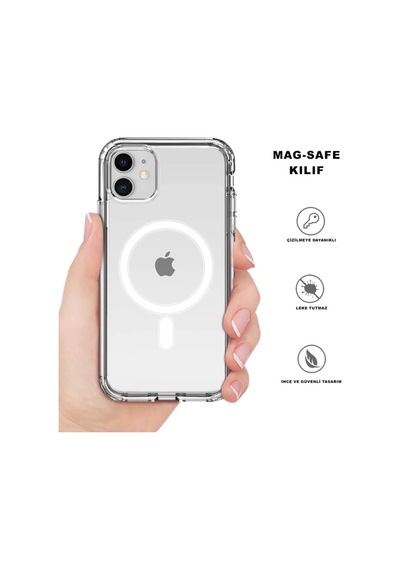 Iphone 12 Pro Max Kılıf Kamera Lens Korumalı Magsafe Destekli Şeffaf Darbe Emici Sert Kapak