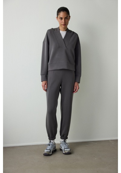 Penti Antrasit Kapüşonlu Modal Crop Sweatshirt