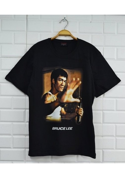 Stoned&Fame Unisex Siyah Bruce Lee Baskılı T-shirt SIYAH