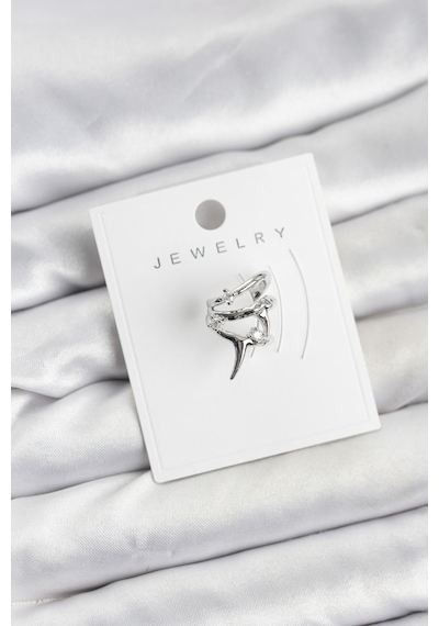 Gümüş Renk Pirinç Diken Model Kıkırdak Earcuff Küpe Altın