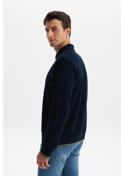 AR-MA Arma Erkek Selanik Kumaş Polo Yaka Yarım Fermuarlı Regular Fit Sweatshirt Kazak K30554697902 Lacivert