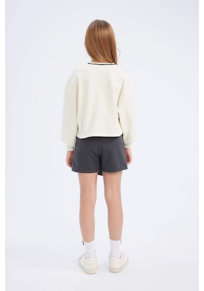 DeFacto Kız Çocuk 2'li Takım Baskılı Sweatshirt Şort Etek D9232A825SPER85 Ekru DeFacto Kız Çocuk 2'li Takım Baskılı Sweatshirt Şort Etek D9232A825SPER85 Ekru