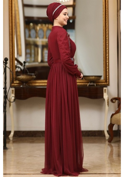 Esilanur Efsane Tesettür Abiye Bordo Bordo