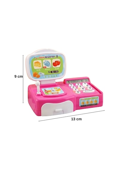Sesli Işıklı Oyuncak Yazar Kasa Küçük Boy - Aksesuarlı Market Kasası Ve Evcilik Seti Pembe