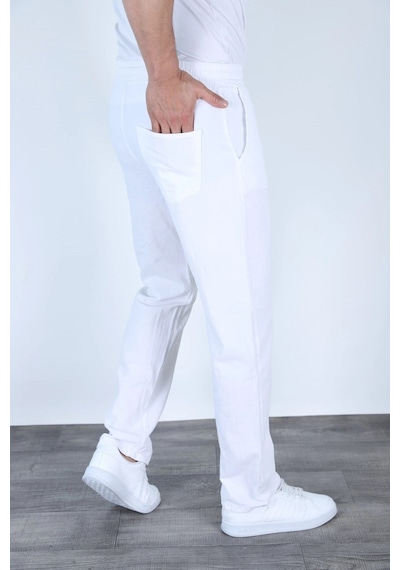 Myrab Denim Baggy Keten Pantolon Jogger Çağla Yeşili Beyaz