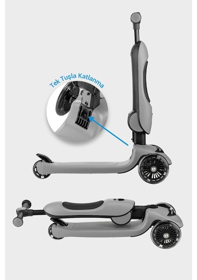 Wellgro Easy Go Oturaklı Ve Işıklı Scooter, Gri