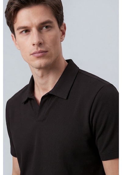 Kahverengi Rahat Form Yumuşak Dokulu Polo Yaka Erkek T-shirt - 88496