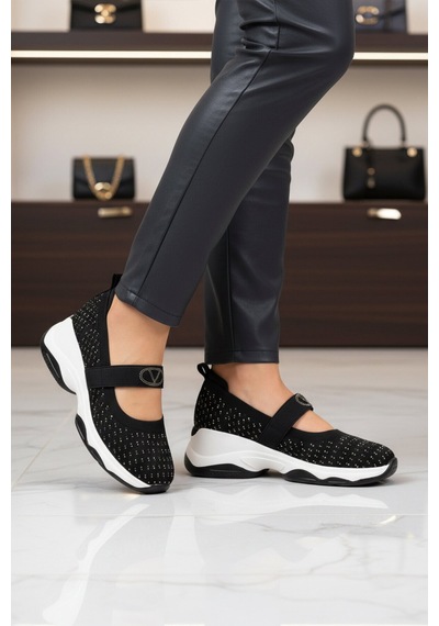 Guja Siyah Anorak Bantlı Taş İşlemeli Kadın Casual Ayakkabı 26y305 G