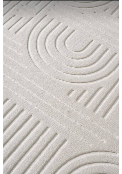 Krem Modern Desenli Kaymaz Tabanlı Rulo Yolluk Halı 3017n11
