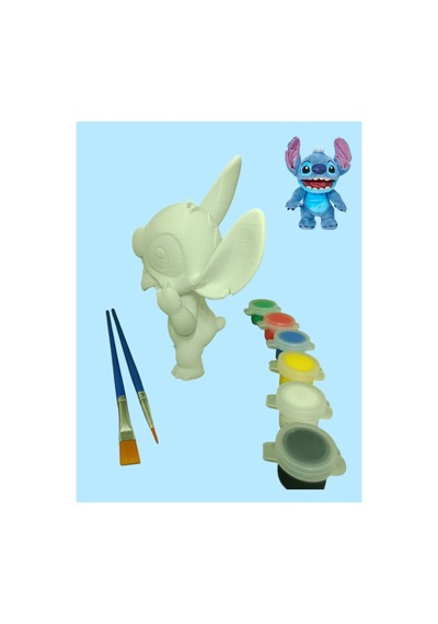 3d Stitch Figür Boyama Seti - Kendin Boya Hobi Ve Etkinlik Seti - Akrilik Boya + 2 Fırça