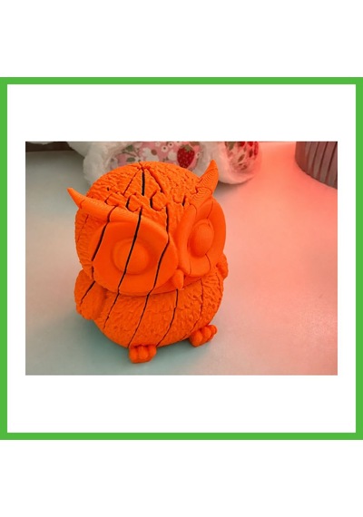 Vaveni 3d Baskı Hareketli Baykuş Figürü - Eklemli Flexi Oyuncak - Turuncu Arz