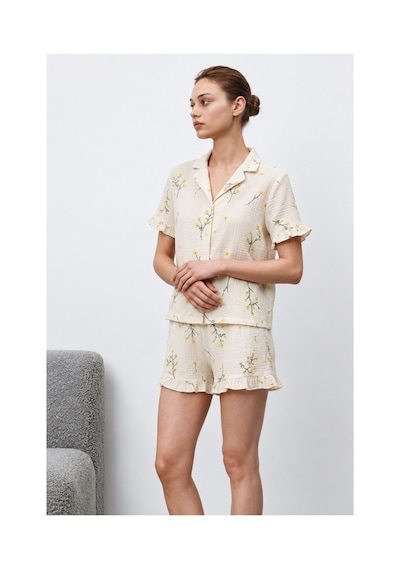 Fit Women Kadın Premium Fırfırlı Çok Renkli Pijama Takımı