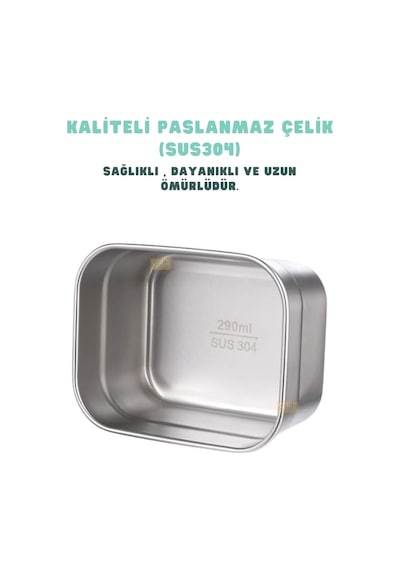 Bento 1000ml Lunchbox Tek Katlı 5 Bölmeli Çelik Sefer Tası Yemek Kutusu Koyu Yeşil Çok Renkli