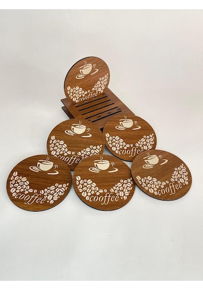 6 Lı Mdf Bardak Altlığı Dekoratif Ecceca1001 Karışık