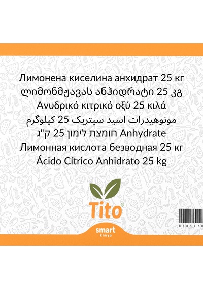 Sitrik Asit Anhidrat E330 Gıda Tipi 25 Kg
