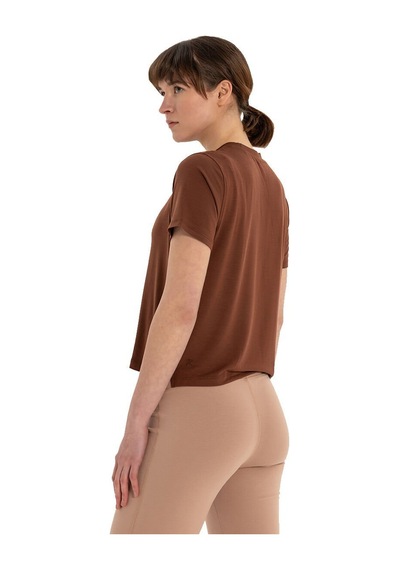 Inguz Modal Bisiklet Yaka Basic Yoga T-shirt Kahverengi