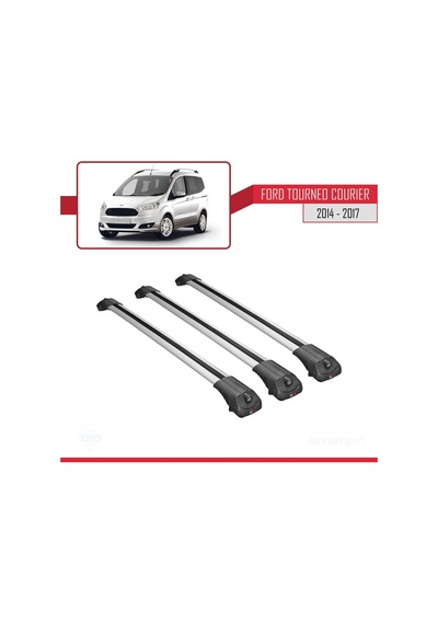 Ford Tourneo Courier 2014-2017 Arası İle Uyumlu Ace-1 Ara Atkı Tavan Barı Gri 3 Adet Bar