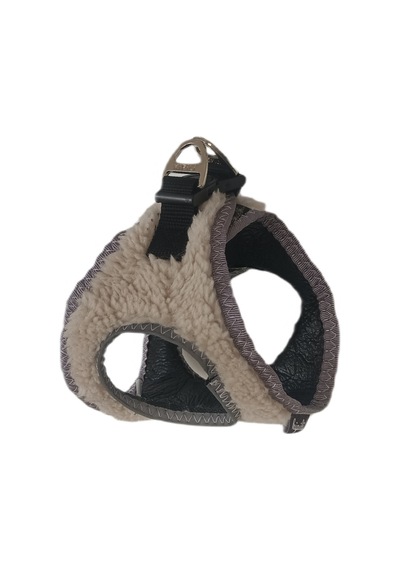 Markapet Üç Kilitli Kürklü Kedi Köpek Göğüs Tasması 24-28 CM 2Xsmall Krem
