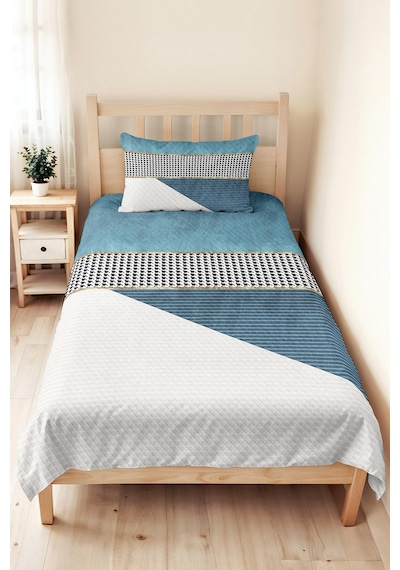 Mavi Geometrik Modern Genç Odası Tek Kişilik Pike Takımı-siyah Beyaz 160x220cm Kapitone Yatak Örtüsü Masalsı Örtü Rüyası