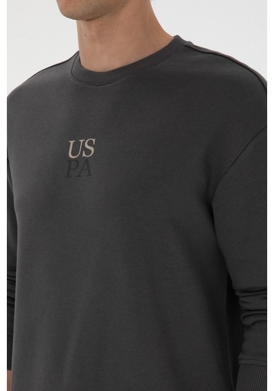 U.S. Polo Assn. Erkek Bisiklet Yaka Comfort Fit Antrasit Basic Sweatshirt 50313760-VR006