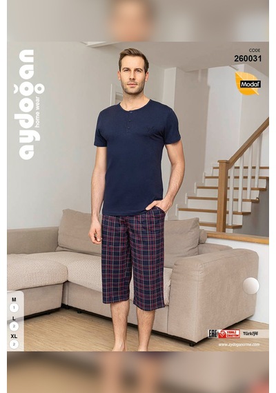 Aydoğan Erkek Civan Modal Bermuda Lacivert Pijama Takım 0031 Lacivert