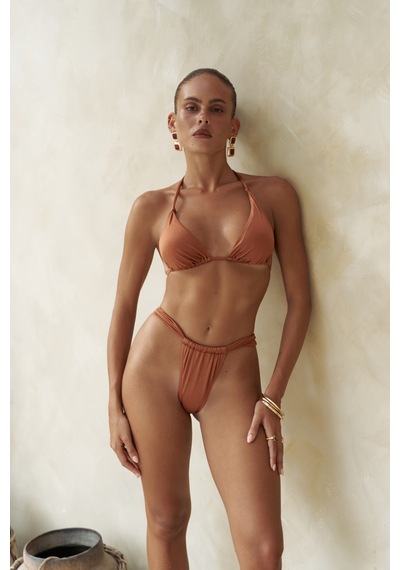 Mai Collection Mai Studios Co. Dahlia Askısı Düğüm Detaylı Kiremit Bikini Üstü Kiremit