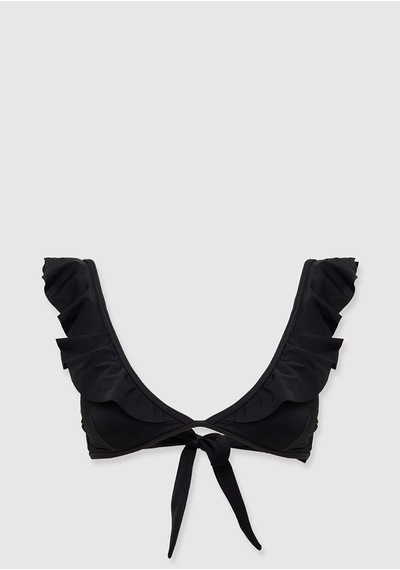 Mavi - Bağcık Detaylı Siyah Bikini Üstü 1914054-900