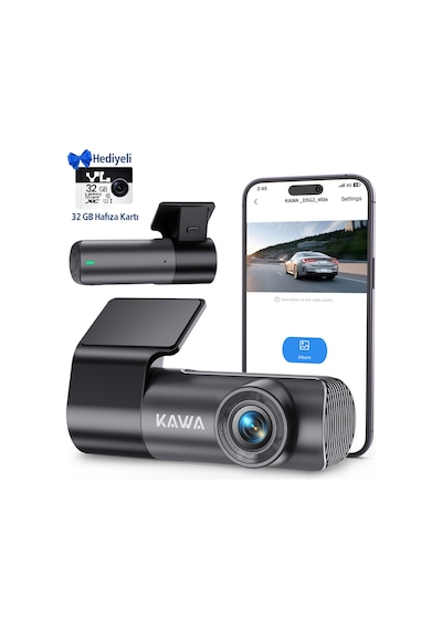 Kawa D5 Gen2 2k 1296p Wifi 145 Geniş Açı Lens Gece Görüşlü 32gb Hafıza Kartlı Akıllı Araç Kamerası