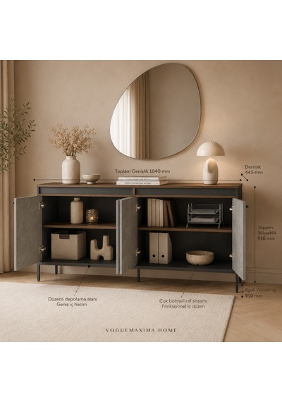 Voguemaxima Home Verona 4 Kapaklı Metal Ayaklı Konsol 184x44,5x91,6 Cm Kahve Beton Antrasit Antrasit - Mermer Voguemaxima Home Verona 4 Kapaklı Metal Ayaklı Konsol 184x44,5x91,6 Cm Kahve Beton Antrasit Antrasit - Mermer