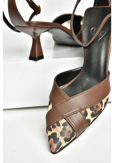 Fox Shoes U654074209 Kahverengi/leopar İnce Topuklu Kadın Ayakkabı Kahverengi