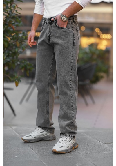 Little Cup Jeans Co Erkek Antrasit Baggy Fit Rahat Kalıp Jean Pantolon