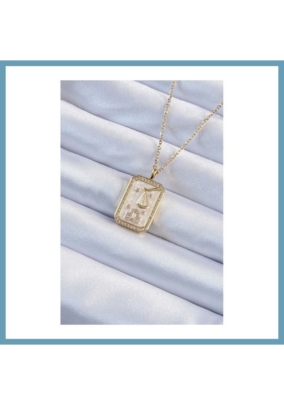 Bezos 316l Çelik Zincir Gold Renk Zirkon Taşlı Çerçeveli Tarot Kolye Mbt06
