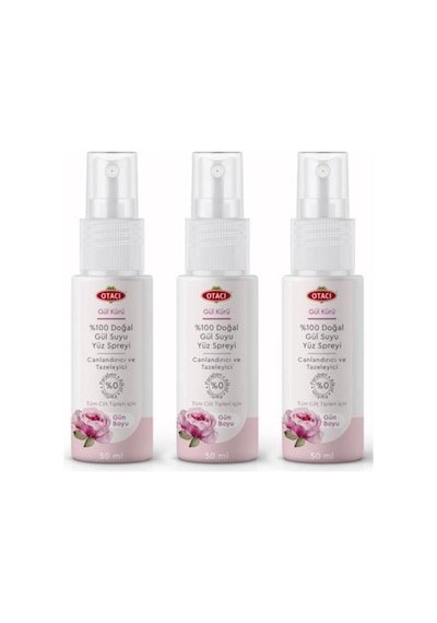Otacı Doğal Gül Suyu Yüz Spreyi 3 x 50 ML