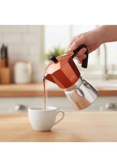 Any Morning Hes-6 Espresso Kahve Makinesi Alüminyum Moka Pot 240 Ml Bakır