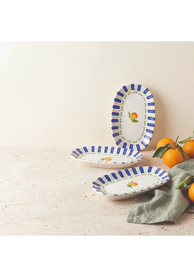 Güral Kayısı Desenli 19 Cm 3lü Porselen Kayık Tabak Seti Diğer