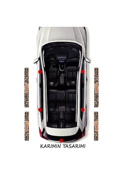 Queen Yazılı Leopar Desenli Karbon Kapı Eşiği Koruyucu Seti 4 Kapı Kadınlara Özel Premium Sticker