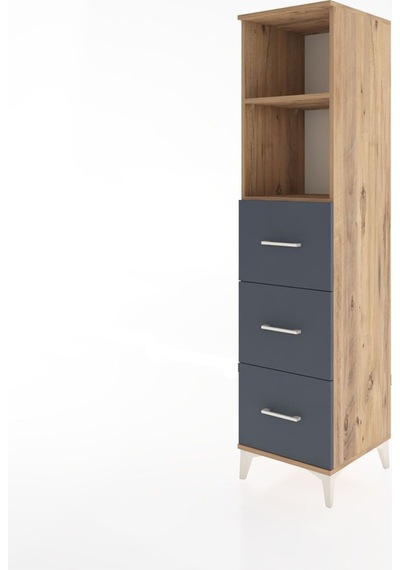Hyperion Dolap 2 Raflı 3 Çekmeceli 44x44x182 Çam-antrasit Atlas Çam