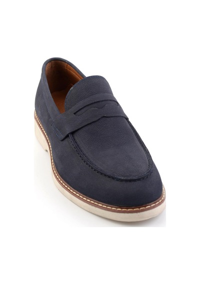 Bambi Lacivert Hakiki Deri Erkek Loafer Ayakkabı E01547010701 Lacivert