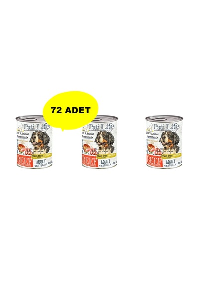Pati Life Yüksek Proteinli Konserve Sığır Etli Köpek Maması 415 Gr 72 Adet
