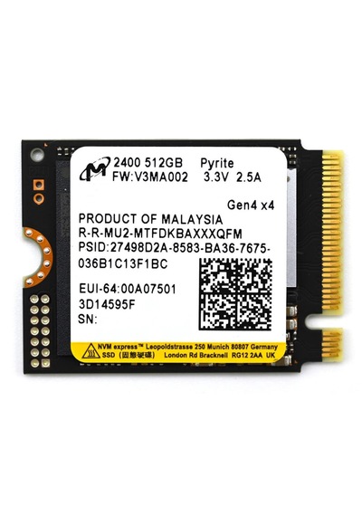Micron 2400a 512gb M.2 22x30 Nvme Ssd 512 GB