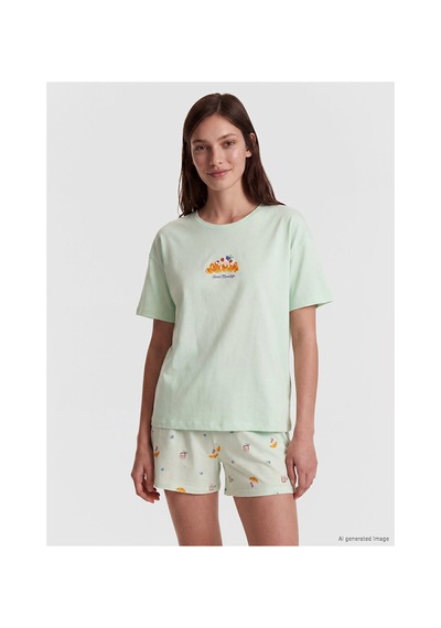 LC Waikiki Alıta Cıty Farkıyla Lcw Dream Yeşil Penye Baskılı Kısa Kollu Kadın Şortlu Pijama Takımı Yesil - 929503392 Yesil LC Waikiki Alıta Cıty Farkıyla Lcw Dream Yeşil Penye Baskılı Kısa Kollu Kadın Şortlu Pijama Takımı Yesil - 929503392 Yesil