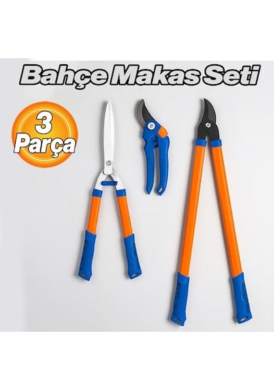 Ayrex Bahçe Makas Seti 3 Parça Profesyonel Budama Makası Ağaç Dal Çiçek Kesme Bahçıvan Aleti Takımı