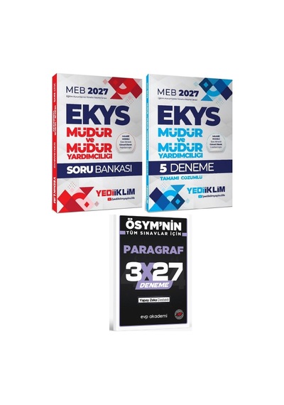 Yediiklim 2027 Meb Ekys Müdür Ve Yardımcılığı Soru Bankası + 5 Deneme 2 Li Set+evp Akademi Paragraf
