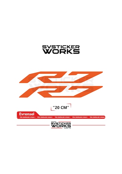 Yamaha R7 Uyumlu Yazı Sticker Yüksek Kalite Özel Kesim Folyo 2'li Set Turuncu