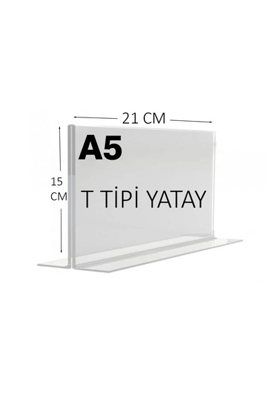 Heroglas A5 T Tipi Yatay Masa Üstü Şeffaf Pleksi / Föylük-fiyatlık-menü-broşürlük