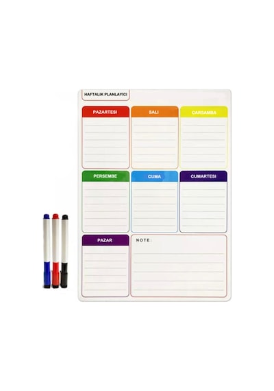 Haftalık Magnet Planlayıcı , 35x50 Cm Katlanabilir Silinebilir Mı
